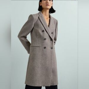 NWOT Zara Women's Tan Double-Breasted Pea Coat